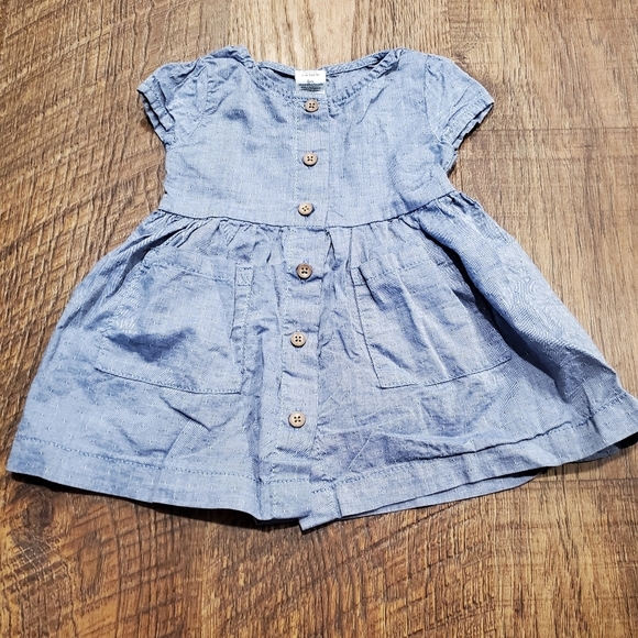 Carters Little Planet Chambray Swiss Dot Dress Bloomers Organic Cotton Casual 6M - Picture 3 of 8